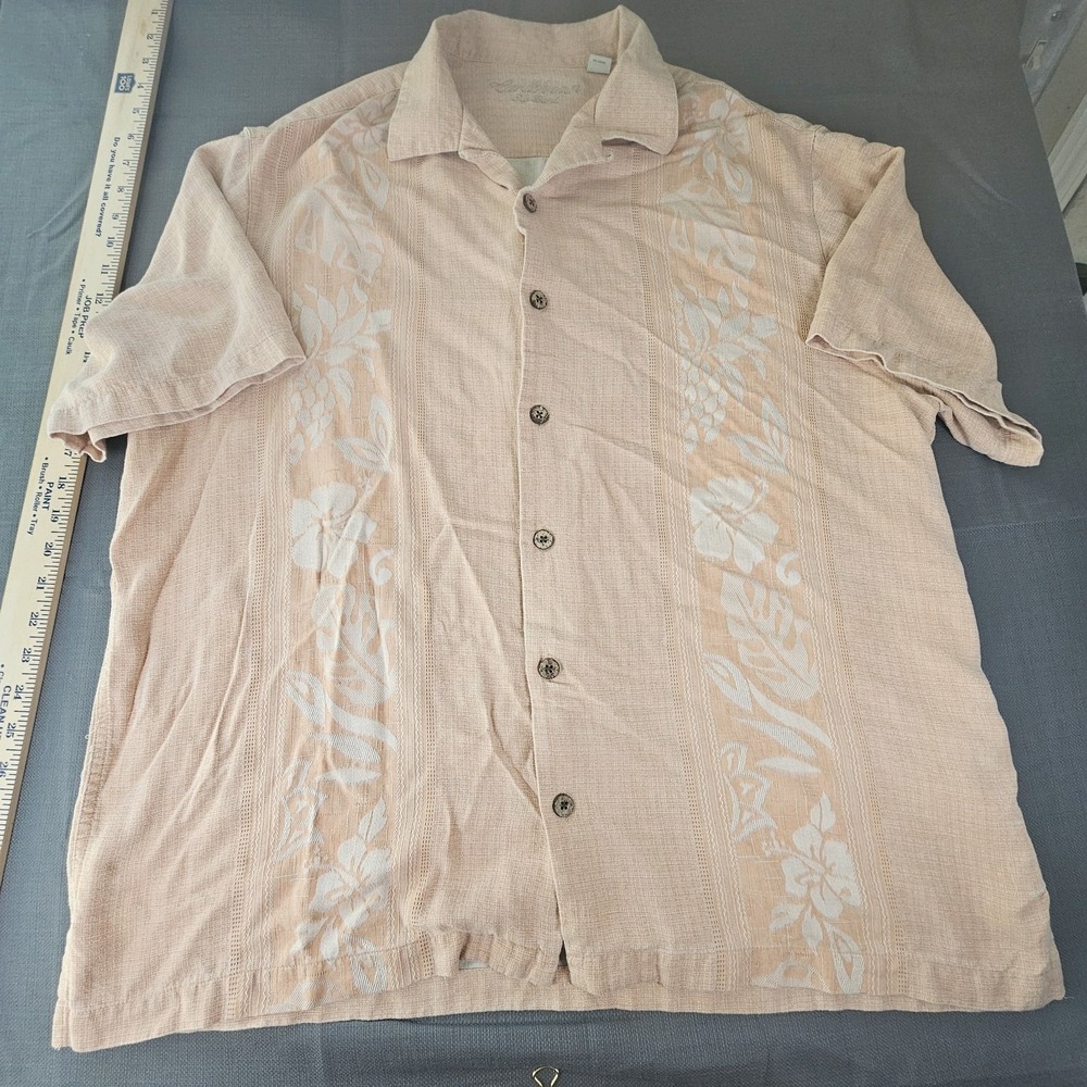 Caribbean Silk Blend Coral Color Aloha Shirt. Size Xl